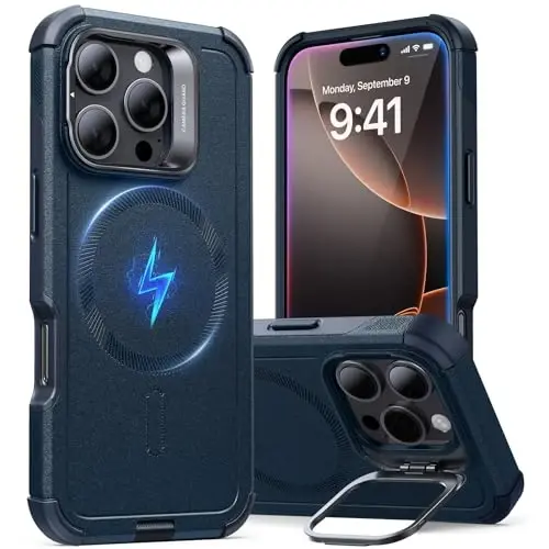 ESR for iPhone 16 Pro Case with Stand, 23 ft Military-Grade Drop Protection, Heavy Duty Magnetic Phone Case, Compatible with MagSafe Accessories, Cyber Series, Navy Blue - ESR (1)