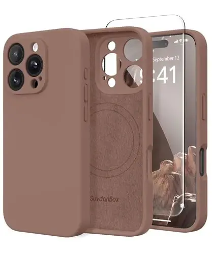 SuydanBox Magnetic for iPhone 16 Pro Case, Compatible with MagSafe, [Full Camera Protection][Screen Protector] Silicone Shockproof Protective Phone Case for iPhone 16 Pro 6.3