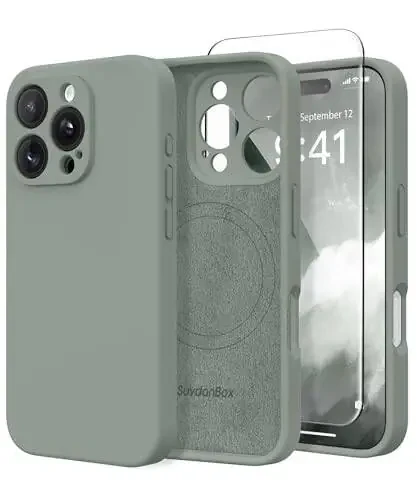 SuydanBox Magnetic for iPhone 16 Pro Case, Compatible with MagSafe, [Full Camera Protection][Screen Protector] Silicone Shockproof Protective Phone Case for iPhone 16 Pro 6.3