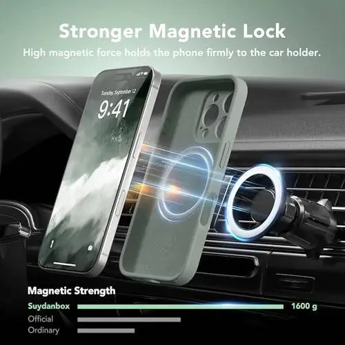 SuydanBox Magnetic for iPhone 16 Pro Case, Compatible with MagSafe, [Full Camera Protection][Screen Protector] Silicone Shockproof Protective Phone Case for iPhone 16 Pro 6.3