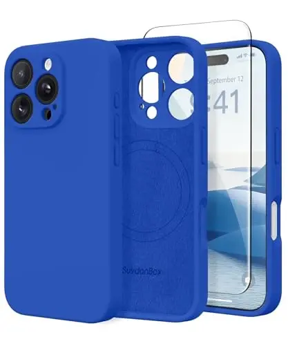 SuydanBox Magnetic for iPhone 16 Pro Case, Compatible with MagSafe, [Full Camera Protection][Screen Protector] Silicone Shockproof Protective Phone Case for iPhone 16 Pro 6.3