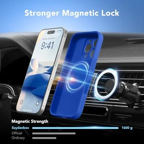 SuydanBox Magnetic for iPhone 16 Pro Case, Compatible with MagSafe, [Full Camera Protection][Screen Protector] Silicone Shockproof Protective Phone Case for iPhone 16 Pro 6.3