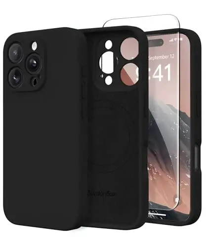SuydanBox Magnetic for iPhone 16 Pro Case, Compatible with MagSafe, [Full Camera Protection][Screen Protector] Silicone Shockproof Protective Phone Case for iPhone 16 Pro 6.3