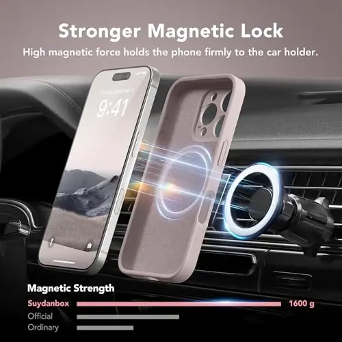 SuydanBox Magnetic for iPhone 16 Pro Case, Compatible with MagSafe, [Full Camera Protection][Screen Protector] Silicone Shockproof Protective Phone Case for iPhone 16 Pro 6.3