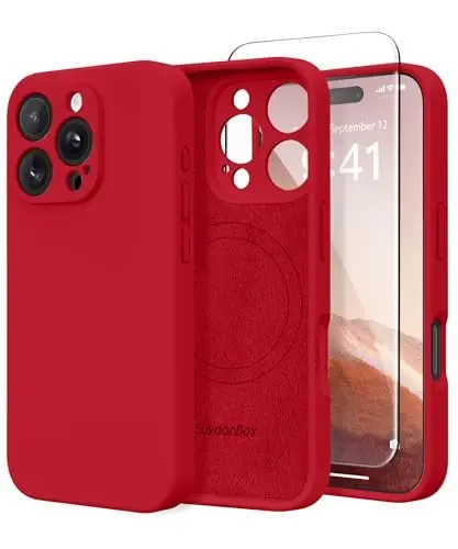 SuydanBox Magnetic for iPhone 16 Pro Case, Compatible with MagSafe, [Full Camera Protection][Screen Protector] Silicone Shockproof Protective Phone Case for iPhone 16 Pro 6.3