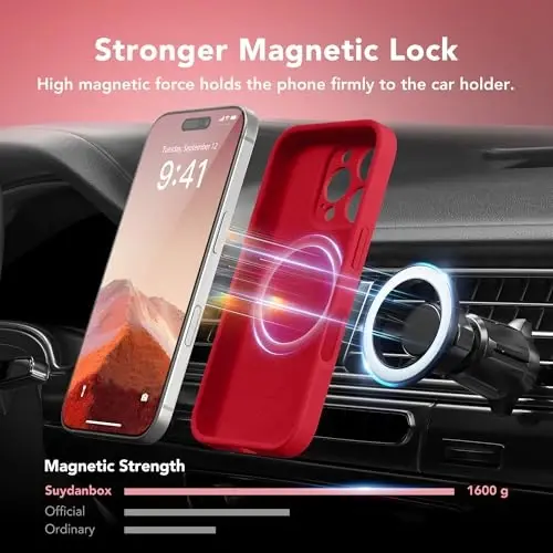 SuydanBox Magnetic for iPhone 16 Pro Case, Compatible with MagSafe, [Full Camera Protection][Screen Protector] Silicone Shockproof Protective Phone Case for iPhone 16 Pro 6.3
