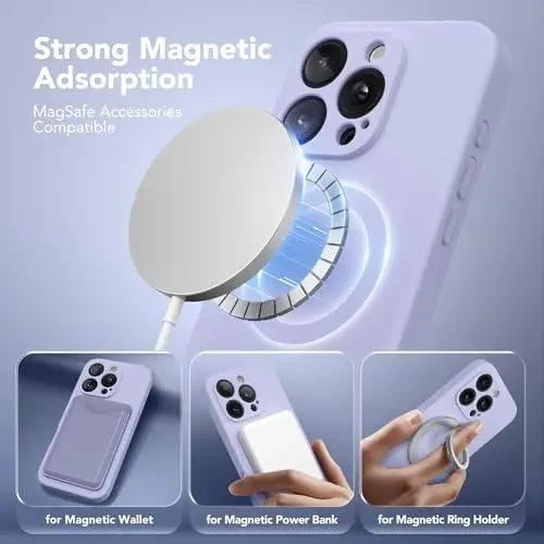 SuydanBox Magnetic for iPhone 16 Pro Case, Compatible with MagSafe, [Full Camera Protection][Screen Protector] Silicone Shockproof Protective Phone Case for iPhone 16 Pro 6.3