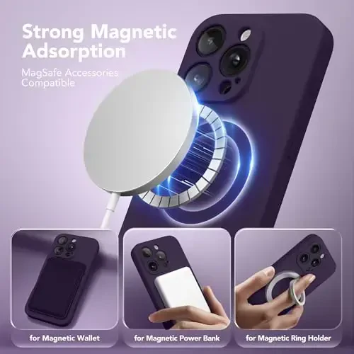 SuydanBox Magnetic for iPhone 16 Pro Case, Compatible with MagSafe, [Full Camera Protection][Screen Protector] Silicone Shockproof Protective Phone Case for iPhone 16 Pro 6.3