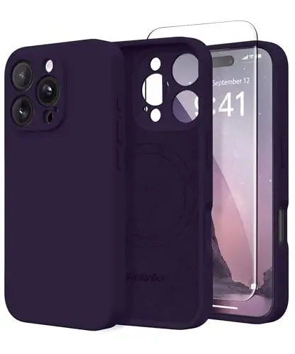 SuydanBox Magnetic for iPhone 16 Pro Case, Compatible with MagSafe, [Full Camera Protection][Screen Protector] Silicone Shockproof Protective Phone Case for iPhone 16 Pro 6.3