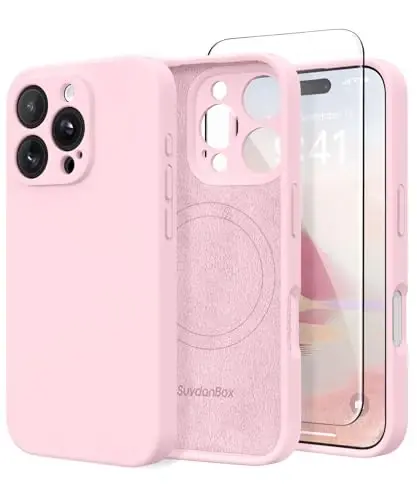SuydanBox Magnetic for iPhone 16 Pro Case, Compatible with MagSafe, [Full Camera Protection][Screen Protector] Silicone Shockproof Protective Phone Case for iPhone 16 Pro 6.3