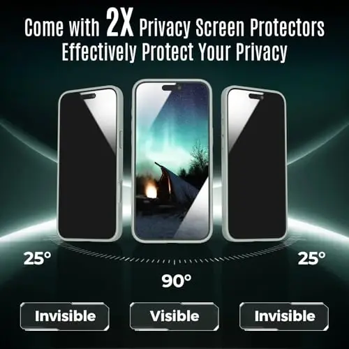 iPhone 16 Pro için Symcele Kılıfı, MagSafe ile Uyumlu, X2 Gizlilik Ekran Koruyuculu, [Kamera Koruması] [15FT Askeri Düşme Koruması] Darbeye Dayanıklı Telefon Kılıfı, 2024, Kireç Yeşili - 2