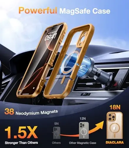 Diaclara Magnetic Designed for iPhone 16 Pro Case, Full Body Rugged with Touch Sensitive Anti-Scratch Screen Protector, Compatible with MagSafe, Soft Bumper Case for iPhone 16 Pro 6.3'', Brown - 4
