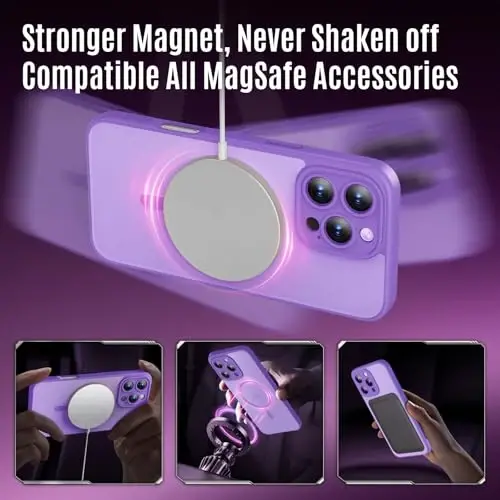 Symcele Designed for iPhone 16 Pro Case, Compatible with MagSafe, with Privacy Screen Protectors X2, [Camera Protection] [15FT Military Drop Protection] Shockproof Phone Case, 2024, Light Purple - 3