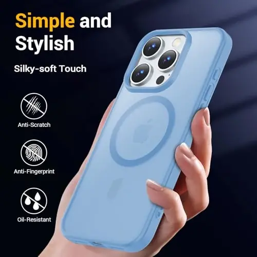Temdan for iPhone 16 Pro Case, Compatible with Magsafe, Anti-Yellowing, Military-Grade Protection, Shockproof Slim Magnetic Phone Case Cover, Sierra Blue - 6