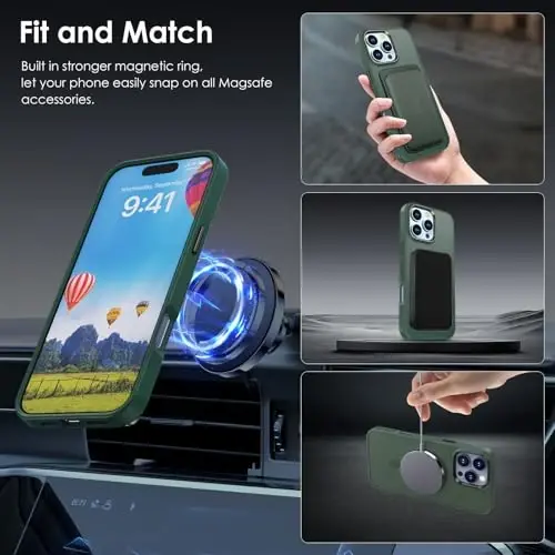 TIMORA Magnetic for iPhone 16 Pro Case, [Compatible with MagSafe] Shockproof Protective Slim Translucent Matte Cover for iPhone 16 Pro Phone Case, Green - 3