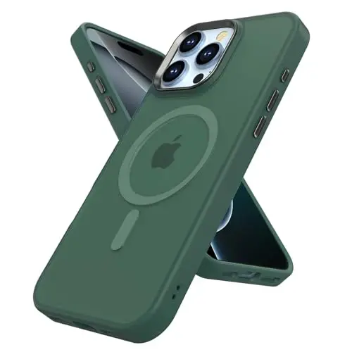 TIMORA Magnetic for iPhone 16 Pro Case, [Compatible with MagSafe] Shockproof Protective Slim Translucent Matte Cover for iPhone 16 Pro Phone Case, Green 