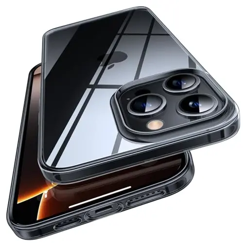 TORRAS Crystal Clear for iPhone 16 Pro Case, Ultra-Thin [Non-Yellowing] [Military Protection] Slim Fit Silicone TPU Cover for iPhone 16 Pro Phone Case, Soft, Black, 6.3 inch - 1