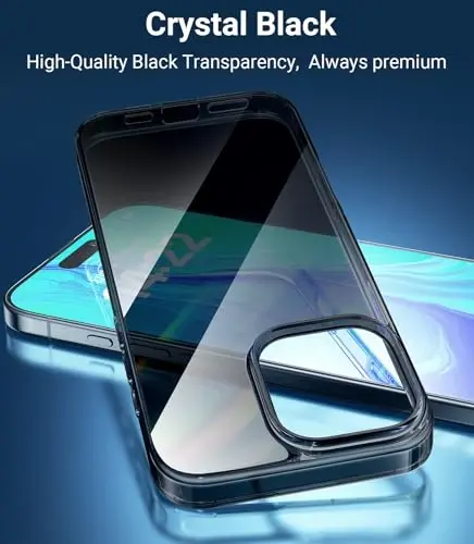 TORRAS Crystal Clear for iPhone 16 Pro Case, Ultra-Thin [Non-Yellowing] [Military Protection] Slim Fit Silicone TPU Cover for iPhone 16 Pro Phone Case, Soft, Black, 6.3 inch - 3