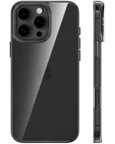 TORRAS Crystal Clear for iPhone 16 Pro Case, Ultra-Thin [Non-Yellowing] [Military Protection] Slim Fit Silicone TPU Cover for iPhone 16 Pro Phone Case, Soft, Black, 6.3 inch, 
