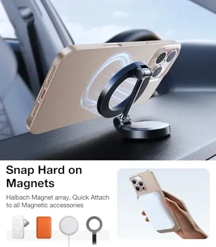 TORRAS Magnetic Slim Fit for iPhone 16 Pro Case 6.3 inch, Ultra-Thin 16 Pro Case Compatible with MagSafe, Lightweight Matte Anti-Scratch Hard PC Cover Phone Case for iPhone 16 Pro, Desert Titanium - 4