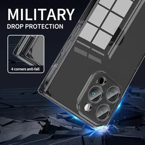 iPhone 16 Pro için Tzomsze Kılıfı Şeffaf Kılıf, Kameralı Koruma ve Güçlendirilmiş Köşeler TPU İnce Darbeye Dayanıklı Kılıf Kadın Kız Çocuk 6.3 inç-Şeffaf Siyah - 9