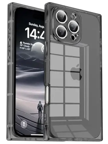 iPhone 16 Pro için Tzomsze Kılıfı Şeffaf Kılıf, Kameralı Koruma ve Güçlendirilmiş Köşeler TPU İnce Darbeye Dayanıklı Kılıf Kadın Kız Çocuk 6.3 inç-Şeffaf Siyah 