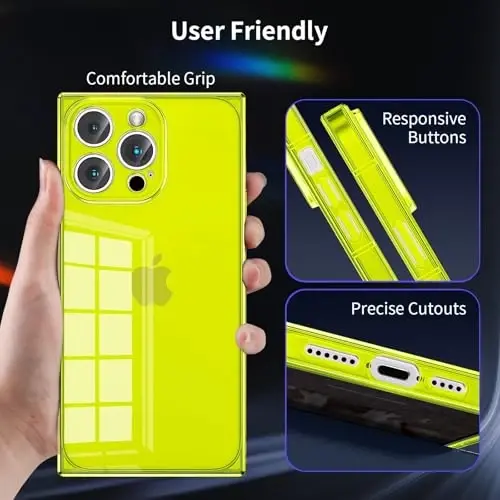 iPhone 16 Pro için Tzomsze Şeffaf Kılıf, Kamera Koruması ve Güçlendirilmiş Köşeler TPU İnce Darbeye Dayanıklı Kılıf, Kadınlar Kızlar için 6.3 inç - Neon - 10