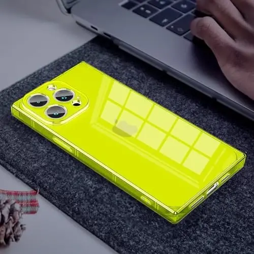 iPhone 16 Pro için Tzomsze Şeffaf Kılıf, Kamera Koruması ve Güçlendirilmiş Köşeler TPU İnce Darbeye Dayanıklı Kılıf, Kadınlar Kızlar için 6.3 inç - Neon - 12