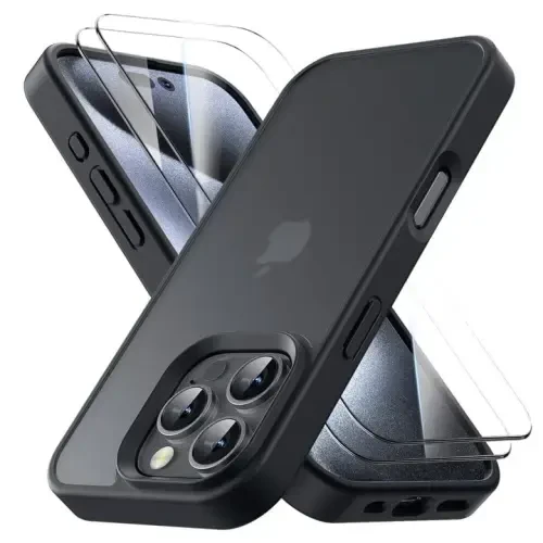 Yriklso for iPhone 16 Pro Phone Case, Shockproof for iPhone 16 Pro Case [2 Tempered-Glass Screen Protectors], Military Grade Drop Protection,Slim Translucent Case for iPhone 16 Pro 6.3