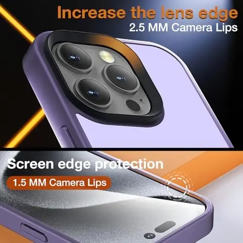 Yriklso for iPhone 16 Pro Phone Case, Shockproof for iPhone 16 Pro Case, Military Grade Drop Protection, Protective Hard Back Slim Translucent Case for iPhone 16 Pro 6.3'', Frosted Purple - 6