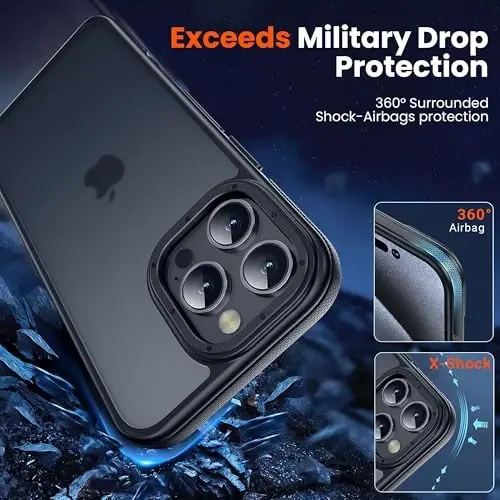 Yriklso for iPhone 16 Pro Phone Case, Shockproof for iPhone 16 Pro Case, Military Grade Drop Protection, Protective Hard Back Slim Translucent Case for iPhone 16 Pro 6.3