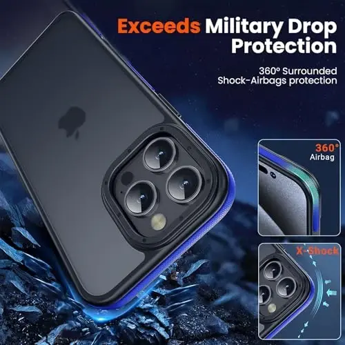Yriklso for iPhone 16 Pro Phone Case, Shockproof for iPhone 16 Pro Case, Military Grade Drop Protection, Protective Hard Back Slim Translucent Case for iPhone 16 Pro 6.3