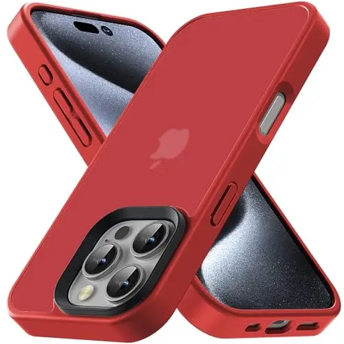 Yriklso for iPhone 16 Pro Phone Case, Shockproof for iPhone 16 Pro Case, Military Grade Drop Protection, Protective Hard Back Slim Translucent Case for iPhone 16 Pro 6.3'', Red 