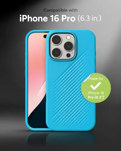 ZAGG Luxe Snap Case for iPhone 16 Pro - MagSafe Wireless Charging, 10ft Drop Protection, Eco-Friendly, Graphene Reinforced, Ripple Design, River Blue - 2