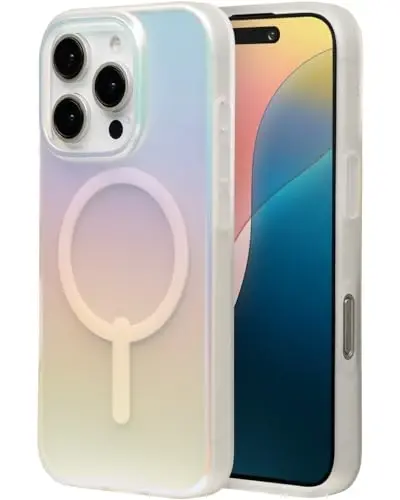 ZAGG Milan Snap Case for iPhone 16 Pro - Color Changing Finish, MagSafe & Wireless Charging Compatible, 13ft Drop Protection, Graphene Reinforced, Eco-Friendly, Matte Iridescent - 1