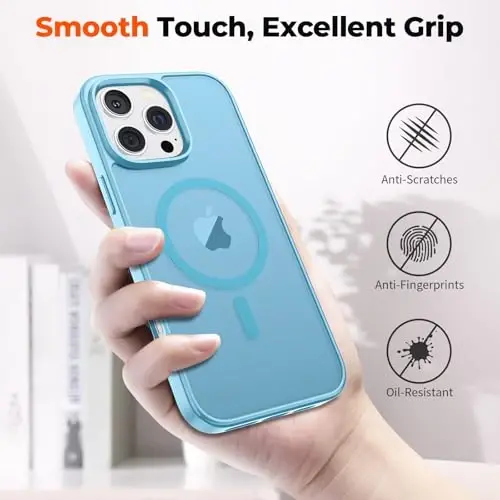 zapica Magnetic for iPhone 16 Pro Case, [Compatible with MagSafe] [Military Grade Drop Protection] Translucent Matte Shockproof Anti-Scratch Phone Case, Light Blue - 6
