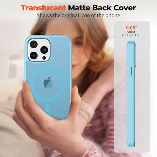 zapica Magnetic for iPhone 16 Pro Case, [Compatible with MagSafe] [Military Grade Drop Protection] Translucent Matte Shockproof Anti-Scratch Phone Case, Light Blue - 7