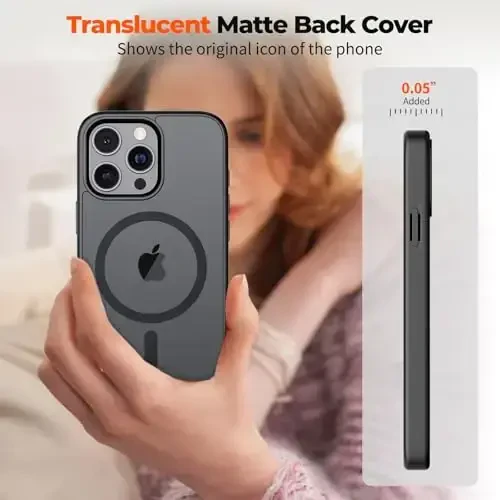 zapica Magnetic for iPhone 16 Pro Case, [Compatible with MagSafe] [Military Grade Drop Protection] Translucent Matte Shockproof Anti-Scratch Phone Case, Black - 7