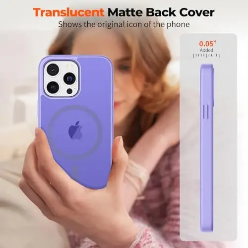 zapica Magnetic for iPhone 16 Pro Case, [Compatible with MagSafe] [Military Grade Drop Protection] Translucent Matte Shockproof Anti-Scratch Phone Case, Light Purple - 7