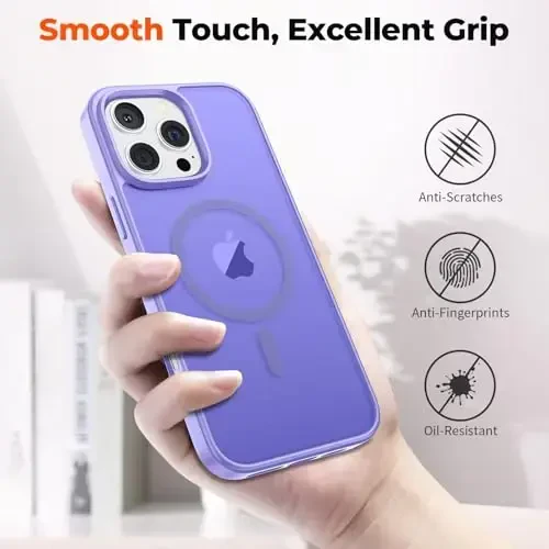 zapica Magnetic for iPhone 16 Pro Case, [Compatible with MagSafe] [Military Grade Drop Protection] Translucent Matte Shockproof Anti-Scratch Phone Case, Light Purple - 6