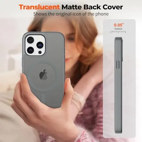 zapica Magnetic for iPhone 16 Pro Case, [Compatible with MagSafe] [Military Grade Drop Protection] Translucent Matte Shockproof Anti-Scratch Phone Case, Dark Gray - 7