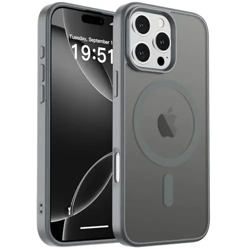 iPhone 16 Pro için zapica Manyetik Kılıf, [MagSafe ile Uyumlu] [Askeri Sınıf Düşme Koruması] Yarı Saydam Mat Darbeye Dayanıklı Çizilmez Telefon Kılıfı, Koyu Gri - ZAPICA (1)