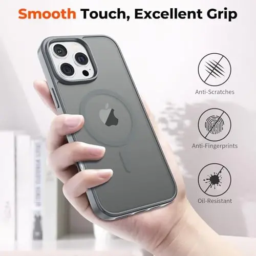 iPhone 16 Pro için zapica Manyetik Kılıf, [MagSafe ile Uyumlu] [Askeri Sınıf Düşme Koruması] Yarı Saydam Mat Darbeye Dayanıklı Çizilmez Telefon Kılıfı, Koyu Gri - 6