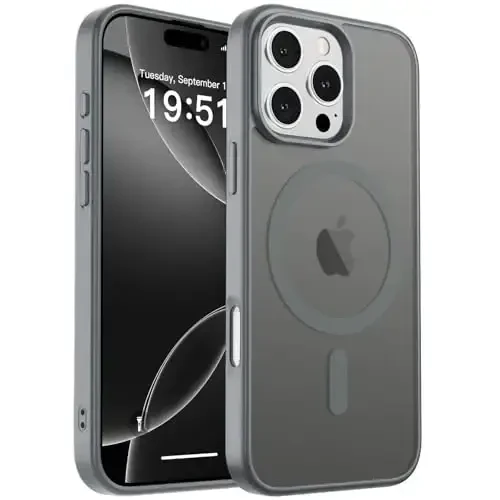 zapica Magnetic for iPhone 16 Pro Case, [Compatible with MagSafe] [Military Grade Drop Protection] Translucent Matte Shockproof Anti-Scratch Phone Case, Dark Gray - 2