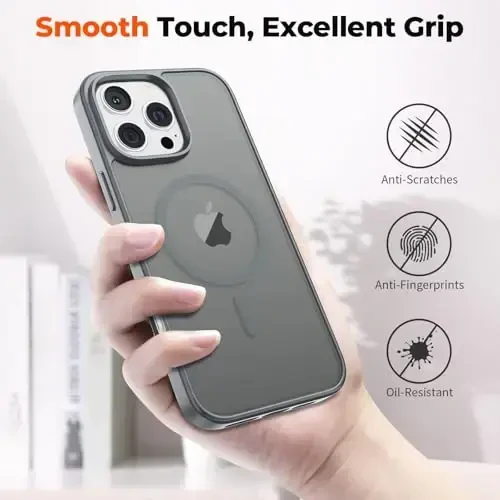 zapica Magnetic for iPhone 16 Pro Case, [Compatible with MagSafe] [Military Grade Drop Protection] Translucent Matte Shockproof Anti-Scratch Phone Case, Dark Gray - 6