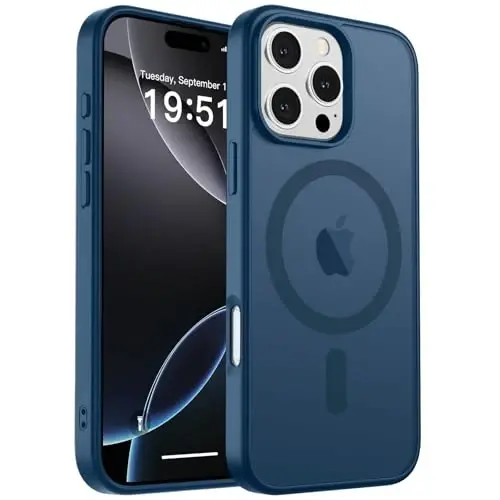 zapica Magnetic for iPhone 16 Pro Case, [Compatible with MagSafe] [Military Grade Drop Protection] Translucent Matte Shockproof Anti-Scratch Phone Case, Dark Blue - ZAPICA (1)