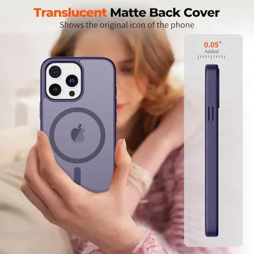 zapica Magnetic for iPhone 16 Pro Case, [Compatible with MagSafe] [Military Grade Drop Protection] Translucent Matte Shockproof Anti-Scratch Phone Case, Dark Purple - 7