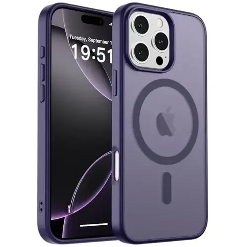 zapica Magnetic for iPhone 16 Pro Case, [Compatible with MagSafe] [Military Grade Drop Protection] Translucent Matte Shockproof Anti-Scratch Phone Case, Dark Purple - ZAPICA