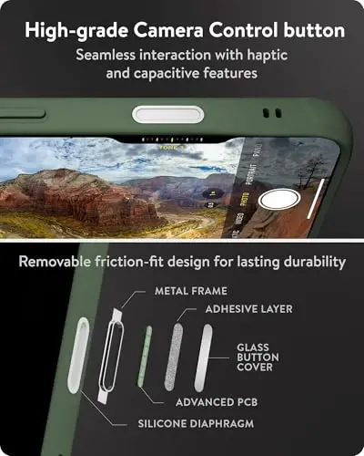 Mous for iPhone 16 Pro Case MagSafe Compatible with Camera Control Button- Limitless 6.0 - Green - Protective Shockproof Phone Cover - 4