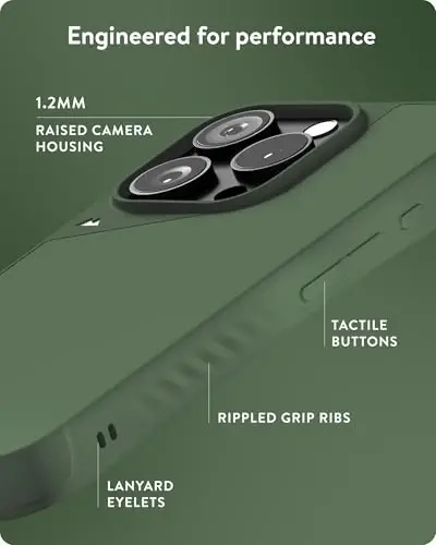 Mous for iPhone 16 Pro Case MagSafe Compatible with Camera Control Button- Limitless 6.0 - Green - Protective Shockproof Phone Cover - 5